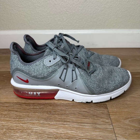 Nike Air Max Sequent 3 Gray Red Men's Running Shoes, Size 8.5 - Picture 2 of 11